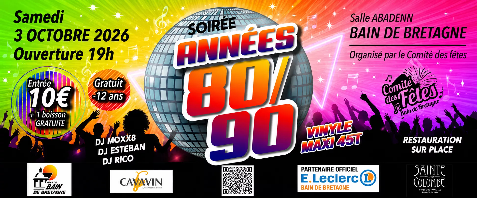 Soir&eacute;e ann&eacute;es 80 et 90 le 3 octobre 2026 &agrave; Bain-de-Bretagne
