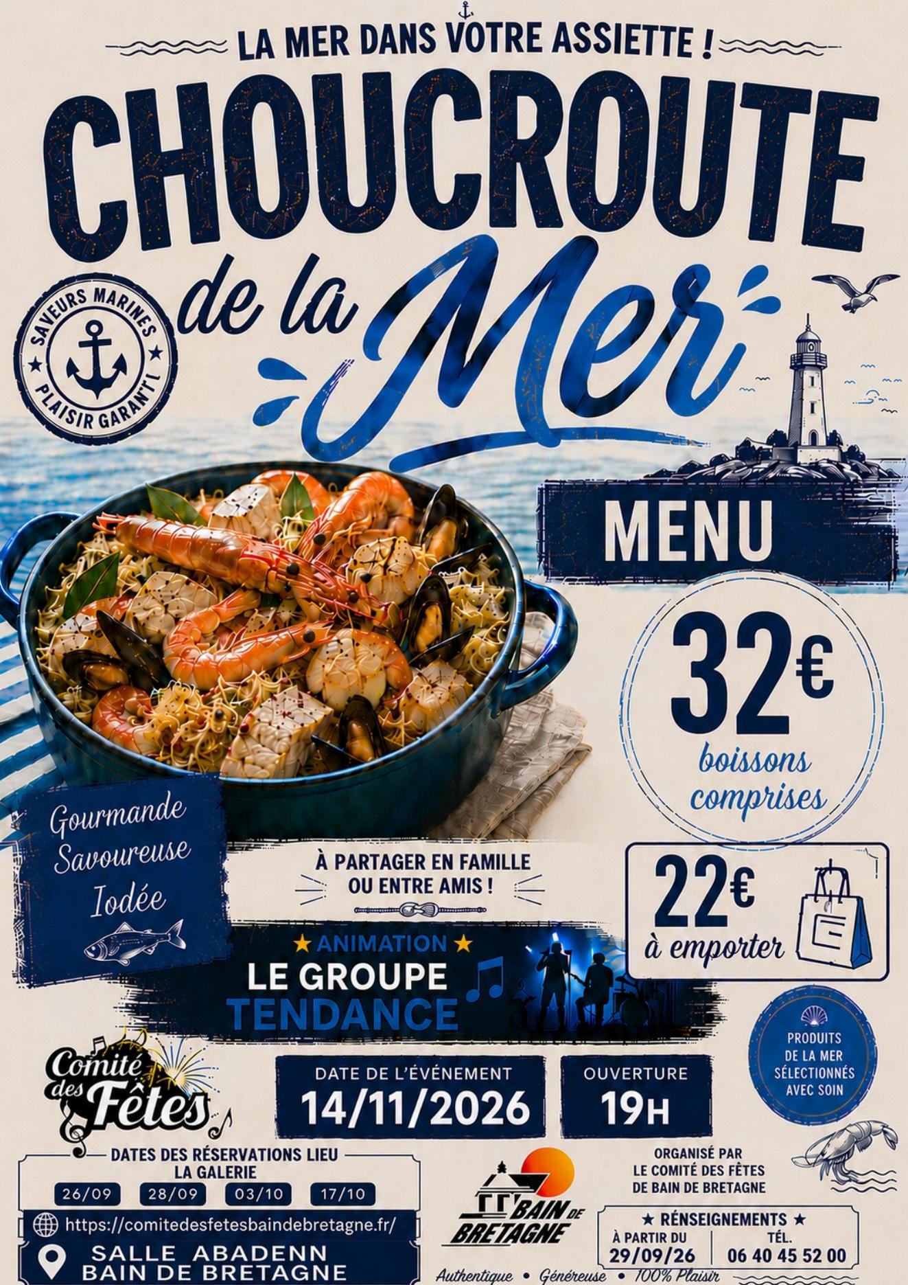 Affiche Choucroute de la mer, samedi 14 novembre 2026 a 19h, salle ABADENN
