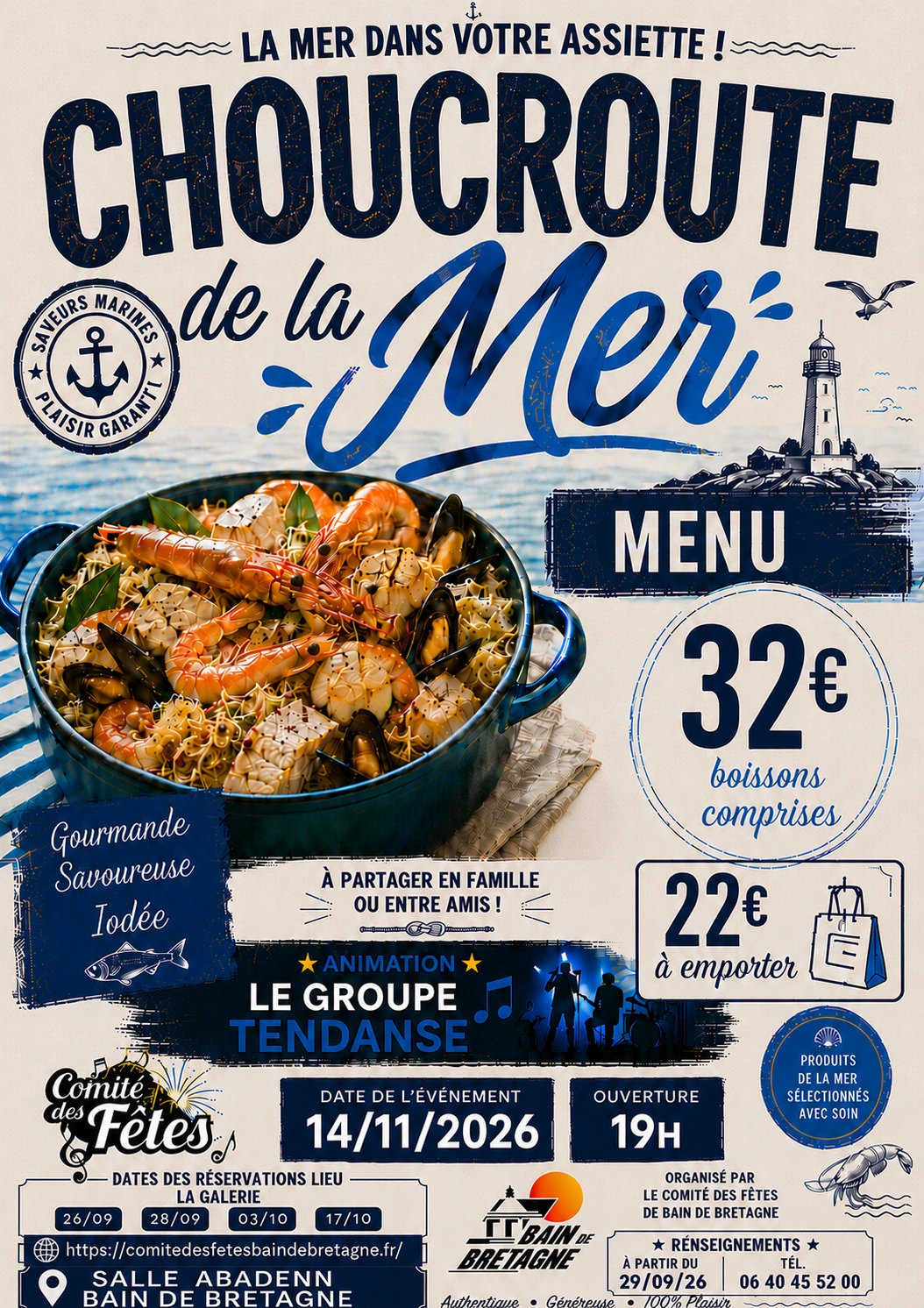 Affiche Choucroute de la mer, samedi 14 novembre 2026 a 19h, salle ABADENN